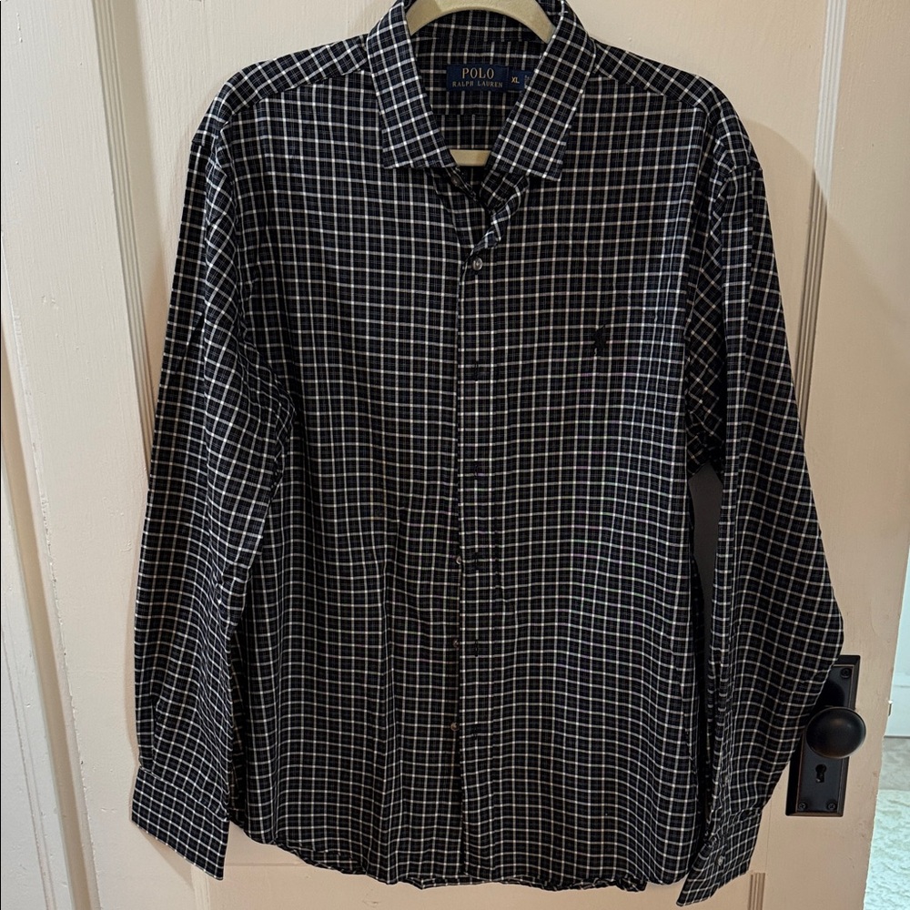 Polo by Ralph Lauren Men's Black and White Plaid Shirt